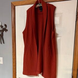Cynthia Rowley Rust Open Front Cardigan Vest